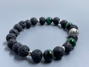 Lavastone & Green Tiger Eye w/ Silver