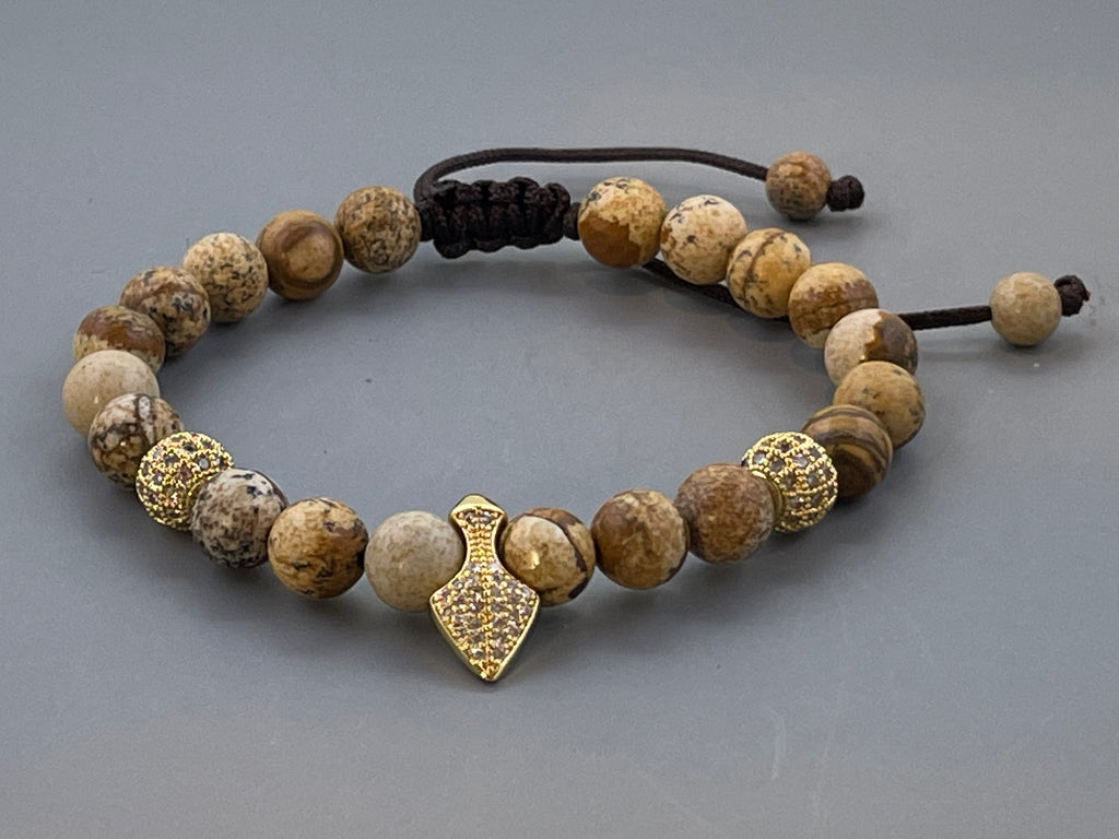 Matte Picture Jasper (Grounding Stone) w/ Gold Arrow