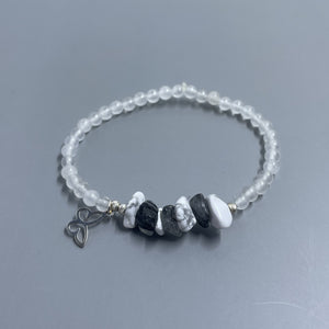 Tourmalinated Quartz & White Howlite Chip w/ White Jade Butterfly