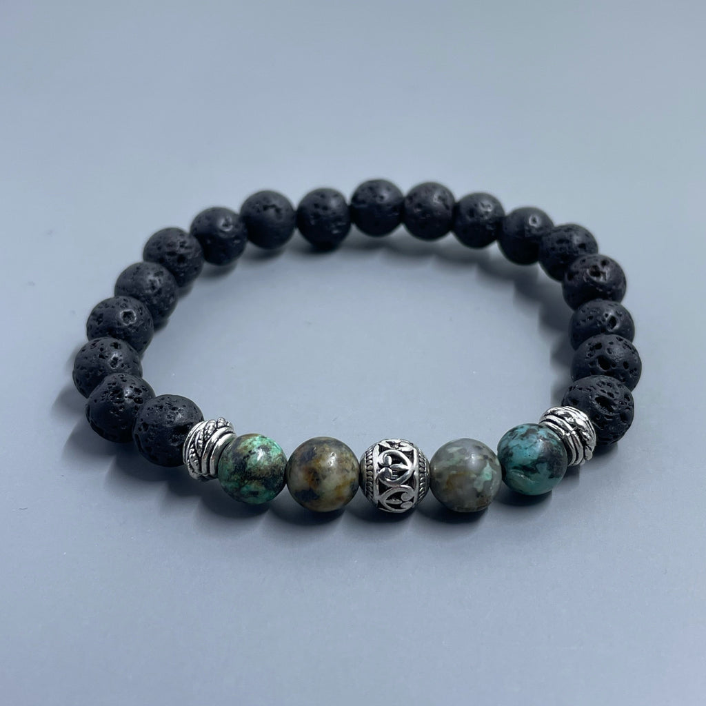 African Turquoise Lavastone w/ Silver