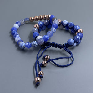 Blue Fire & Rose Gold Hematite Set
