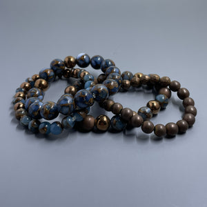 Blue/Gold Quartz & Hematite 4-pc Set