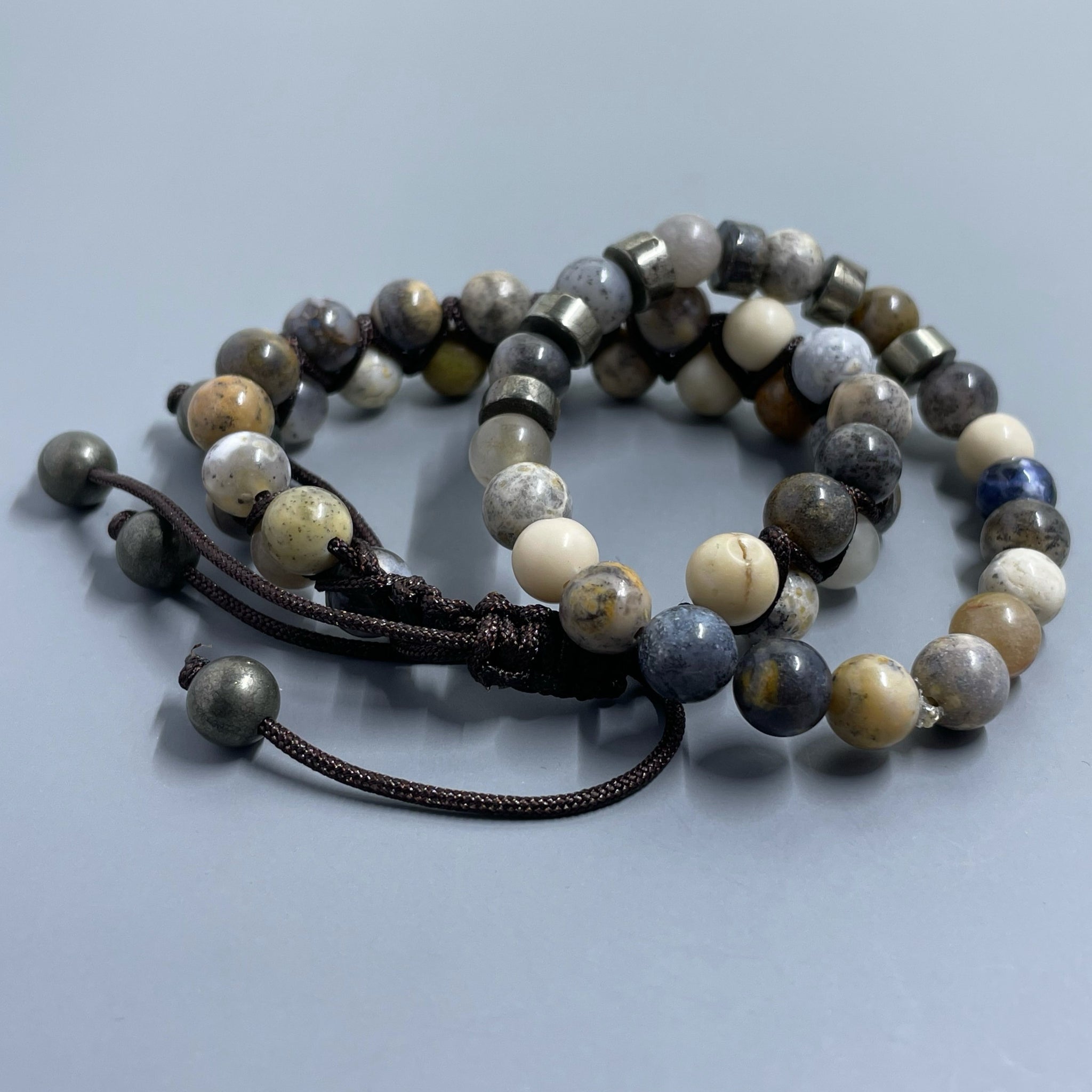 Dendritic Moss Opal & Pyrite Set