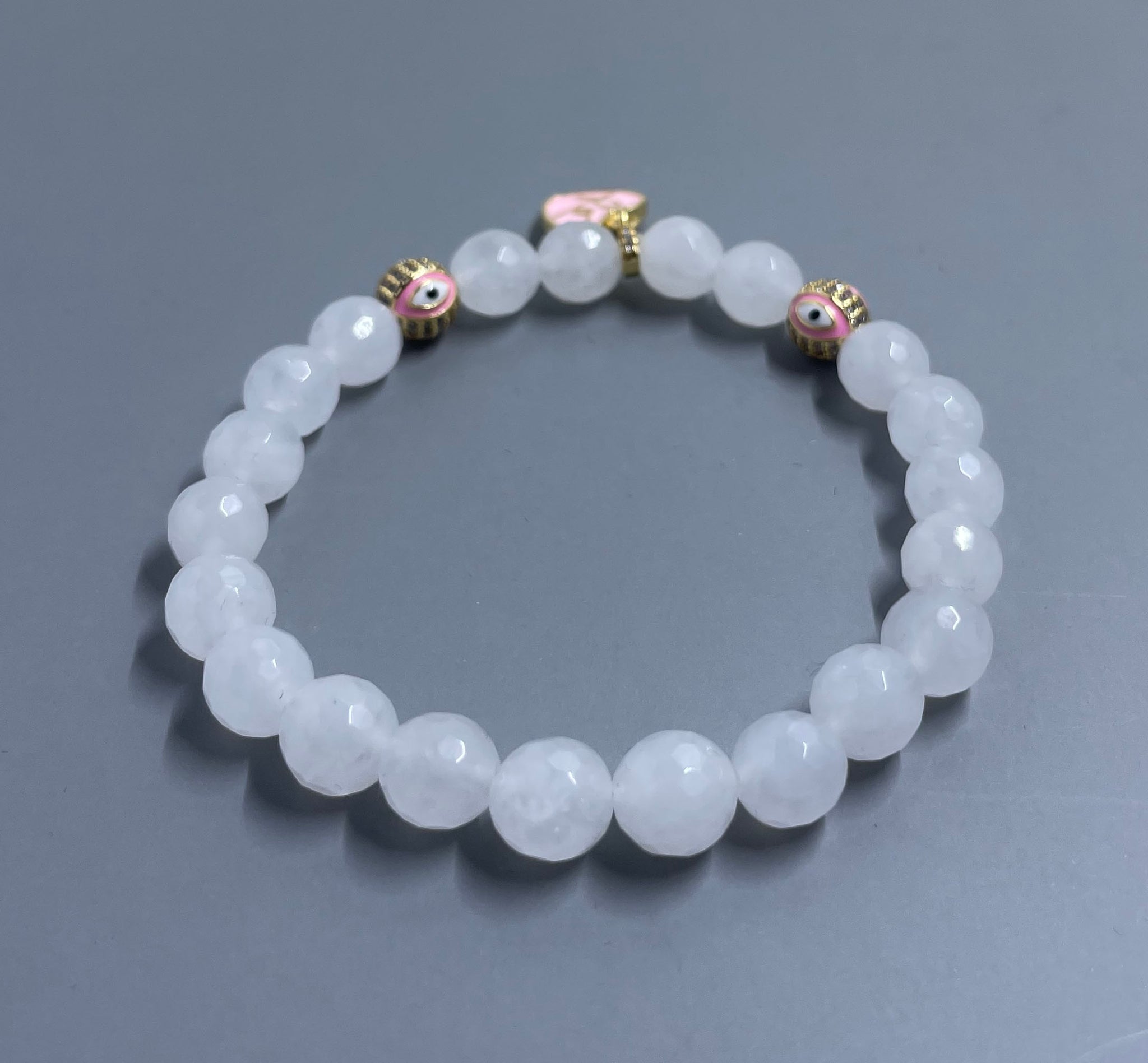 Jade Pink Evil Eye Heart