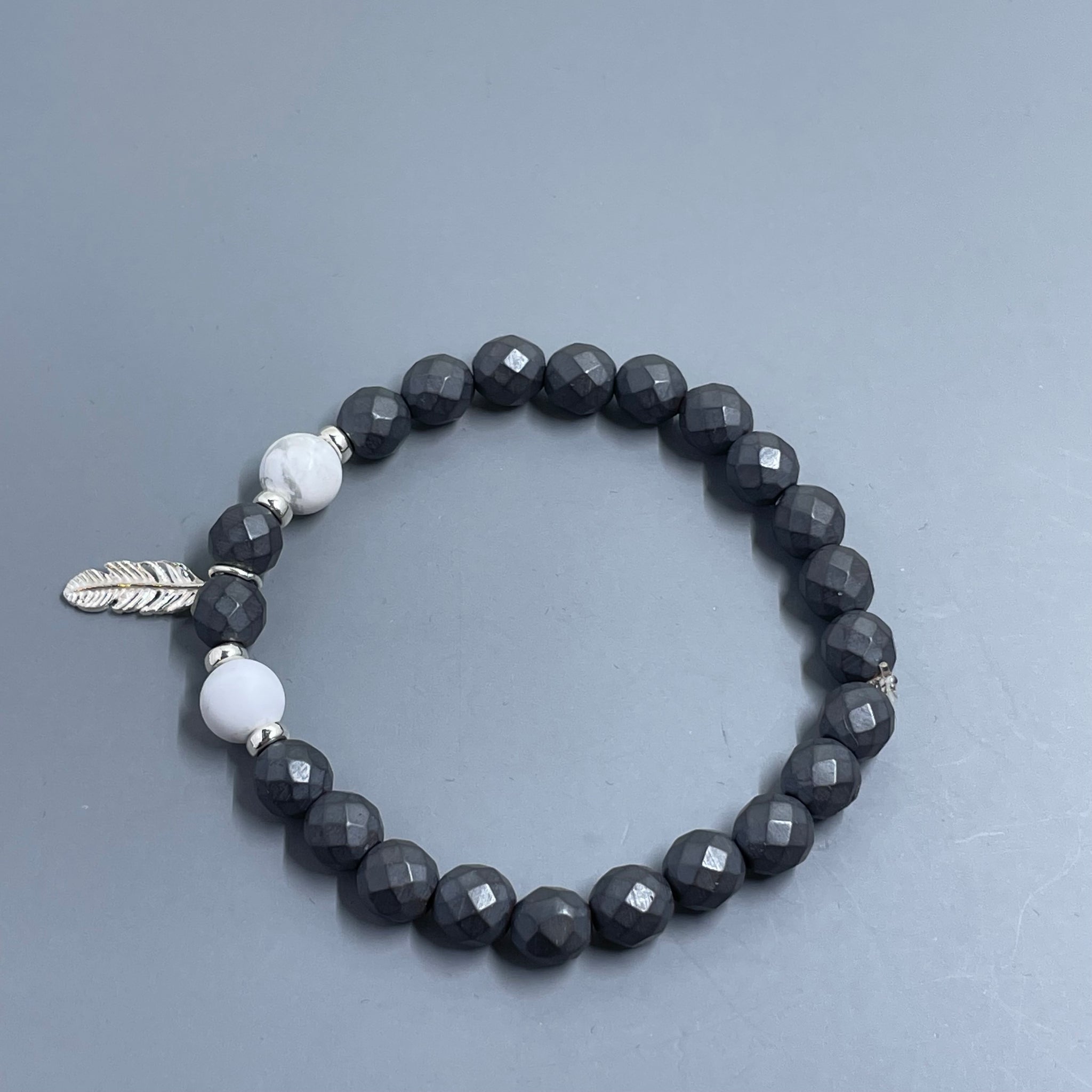 Hematite Howlite Feather