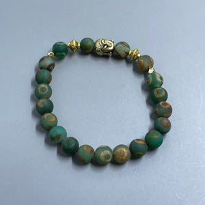 Green Tibetan Dzi Agate Buddha